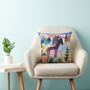 Klee - The Horse, famous painting Throw Pillow
