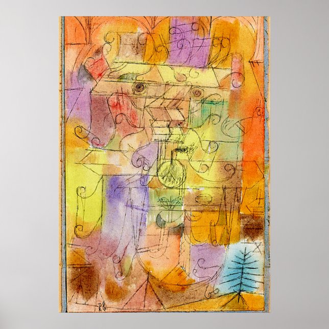 Klee -Unfinished Landscape Framed in Cerulean Blue Poster (Front)