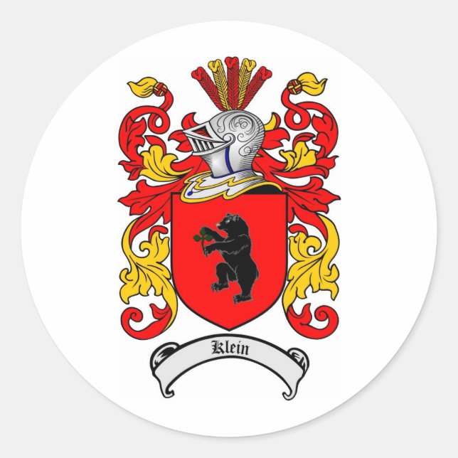 KLEIN FAMILY CREST -  KLEIN COAT OF ARMS CLASSIC ROUND STICKER (Front)