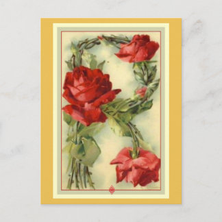 Klein Red Roses Alphabet Vintage Postcard