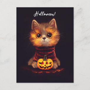 Kleine niedliche Katze im Halloweenkostüm. Postcard