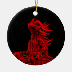 Kleine Rote Drache Ceramic Ornament