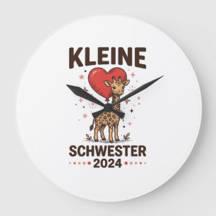 Kleine Schwester 2024 Cute Giraffe Sister Design_1 Large Clock