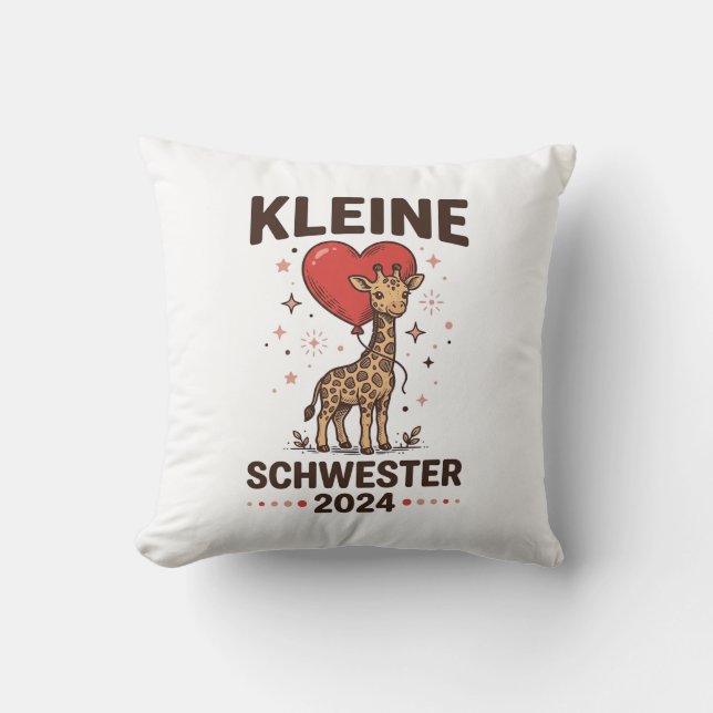 Kleine Schwester 2024 Cute Giraffe Sister Design_1 Throw Pillow (Front)