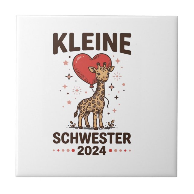 Kleine Schwester 2024 Cute Giraffe Sister Design_1 Tile (Front)