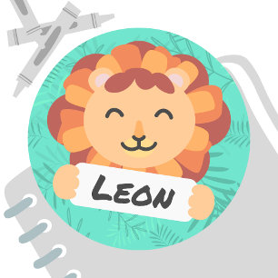 Kleiner Löwe mit Namensschild Classic Round Sticker