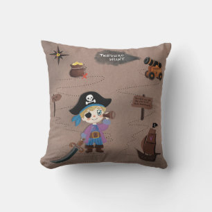 kleiner Pirat auf Schatzsuche Throw Pillow