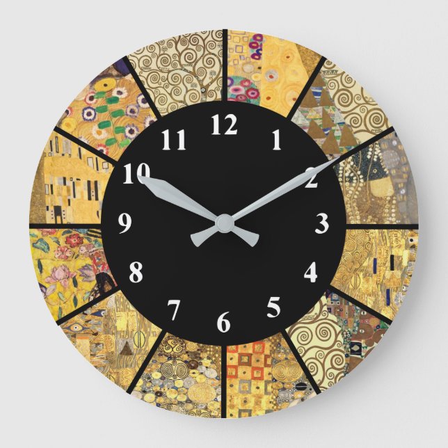 Klimt Clock Famous Artist Patterns Gold Art Clock (Front)