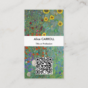 Klimt - Country Garden with Sunflowers - QR Code Business Card