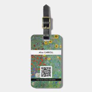 Klimt - Country Garden with Sunflowers - QR Code Luggage Tag