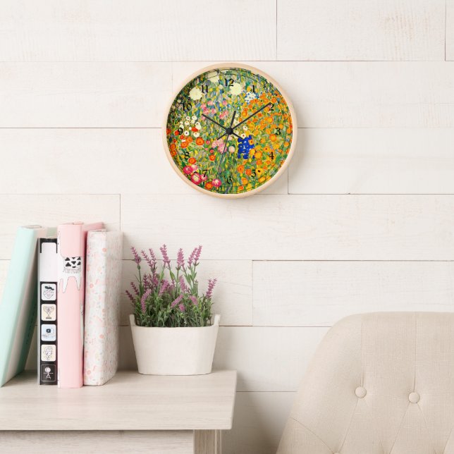 Klimt - Flower Garden 1907 Clock (Reading Room)