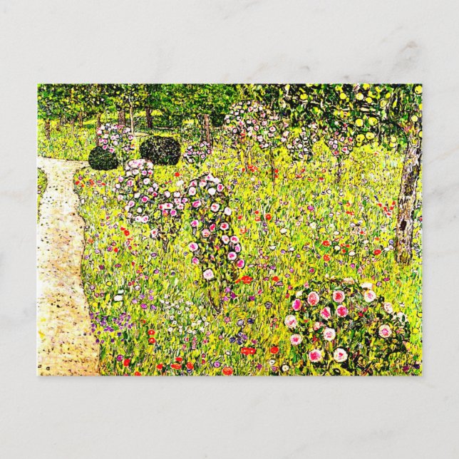 Klimt - Fruit Garden with Roses, Gustav Klimt art Postcard (Front)