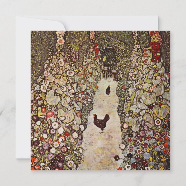 Klimt Garden With Roosters Invitations (Front)