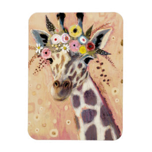 Klimt Giraffe Adorned In Flowers Magnet
