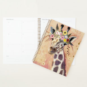 Klimt Giraffe Adorned In Flowers Planner