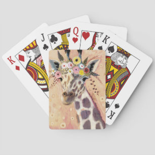 Klimt Giraffe   Adorned In Flowers Playing Cards