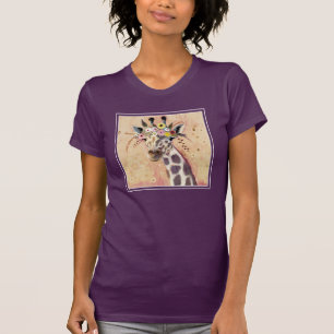 Klimt Giraffe Adorned In Flowers T-Shirt