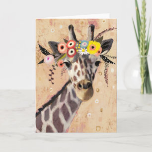 Klimt Giraffe   Crown Of Flowers Card