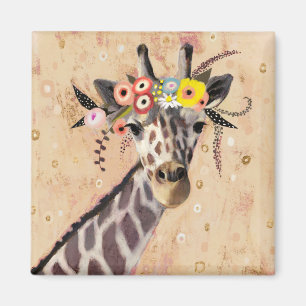 Klimt Giraffe Crown Of Flowers Magnet