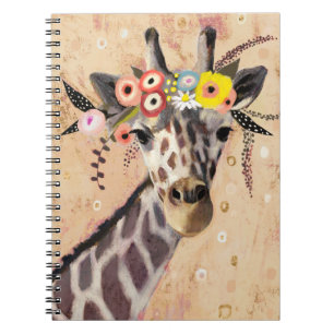 Klimt Giraffe Crown Of Flowers Notebook
