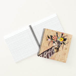 Klimt Giraffe Crown Of Flowers Notebook