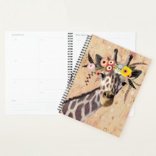 Klimt Giraffe Crown Of Flowers Planner