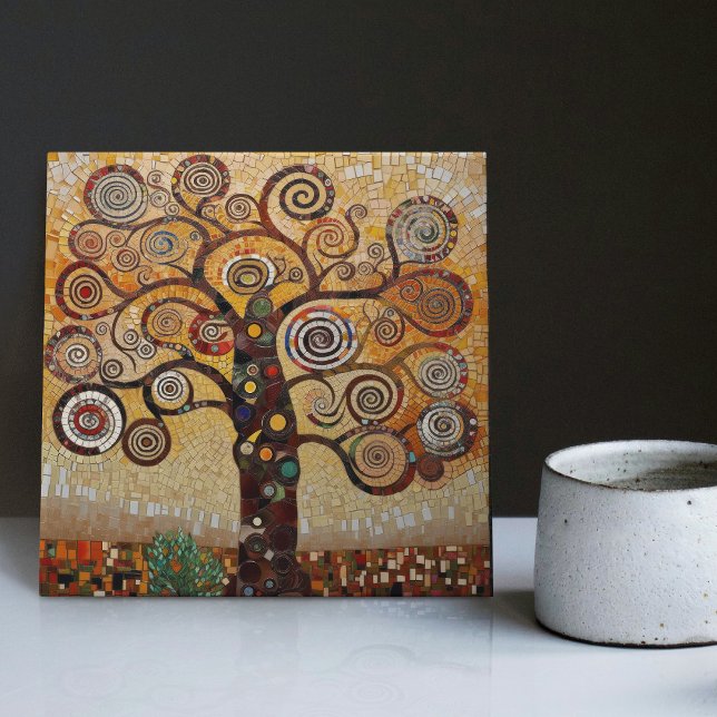 Klimt Golden Tree of Life Abstract Art Nouveau Cer Tile (Creator Uploaded)