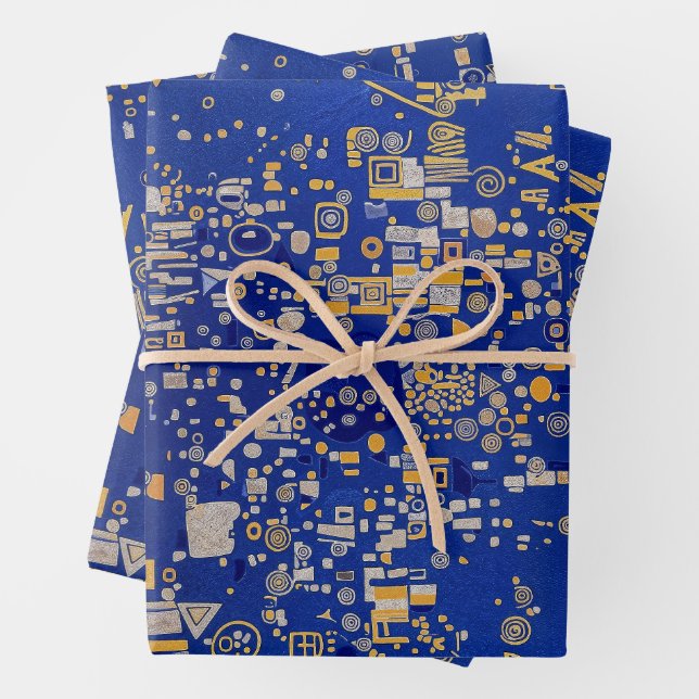 Klimt  Inspired blue, gold, platinum copper  Wrapping Paper Sheet (In situ)