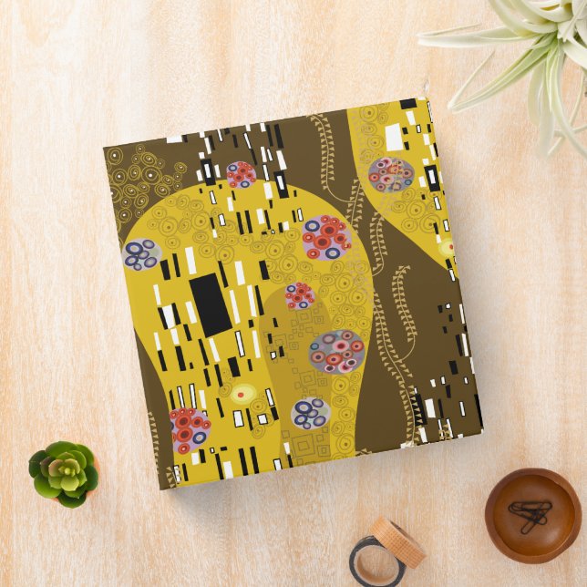 Klimt Inspired Gold Pattern Art Nouveau The Kiss Binder (In Situ)