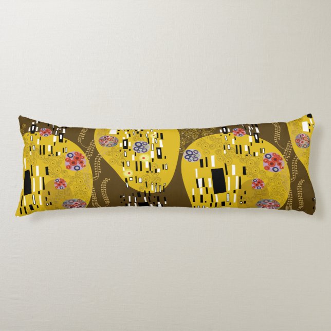 Klimt Inspired Gold Pattern Art Nouveau The Kiss Body Pillow (Front)