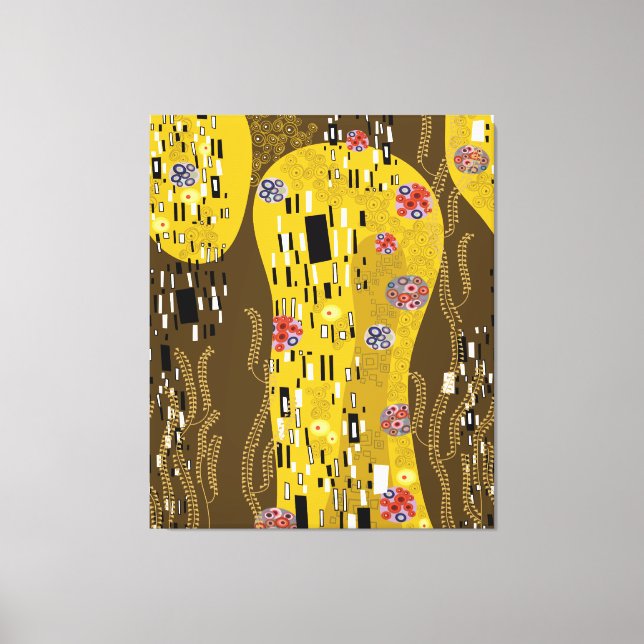 Klimt Inspired Gold Pattern Art Nouveau The Kiss Canvas Print (Front)