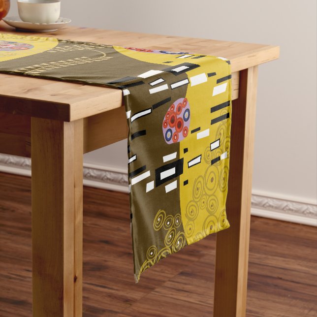 Klimt Inspired Gold Pattern Art Nouveau The Kiss Long Table Runner (In Situ)