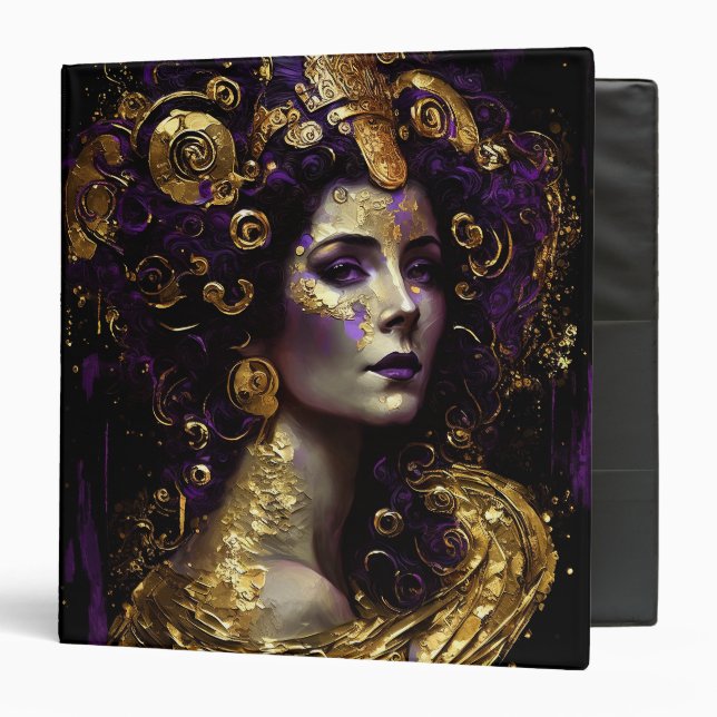 Klimt Inspired Queen Goddess 3 Ring Binder (Front/Inside)