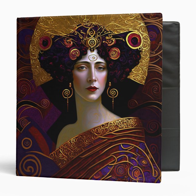 Klimt Inspired Queen Goddess 3 Ring Binder (Front/Inside)