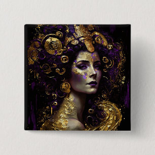 Klimt Inspired Queen Goddess Button