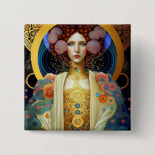 Klimt Inspired Queen Goddess Fantasy Art 2 Inch Square Button
