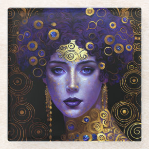 Klimt Inspired Queen Goddess Glass Coaster
