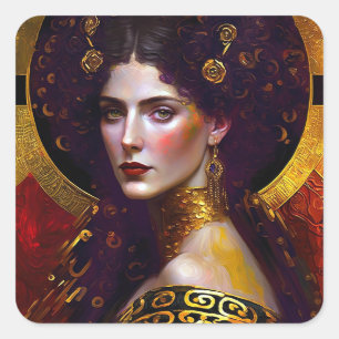 Klimt Inspired Queen Goddess Square Sticker