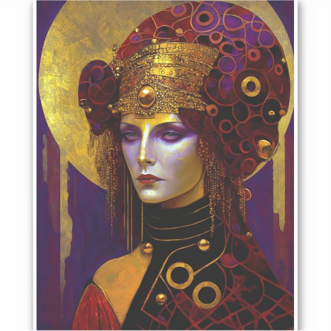 Klimt Inspired Queen Goddess Sticker (Front)