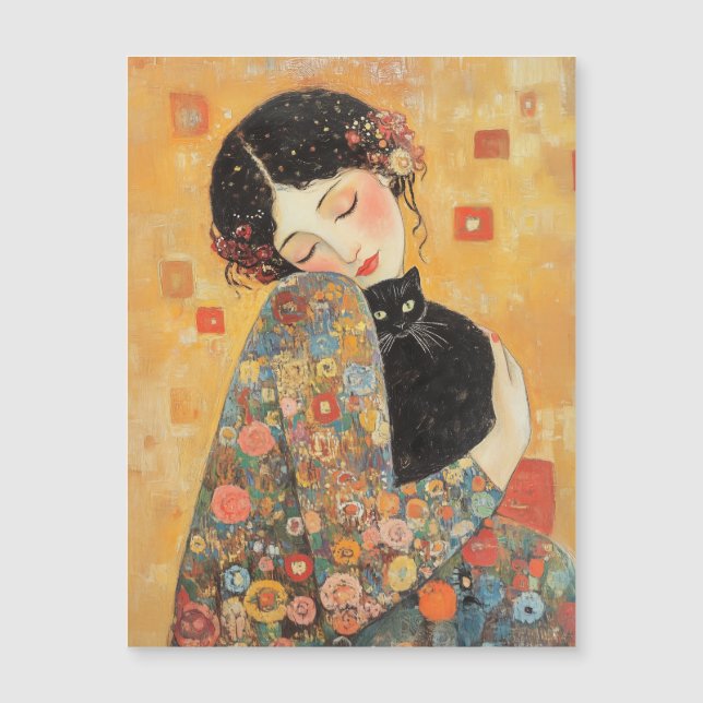 Klimt-Inspired Woman and Cat (Front)
