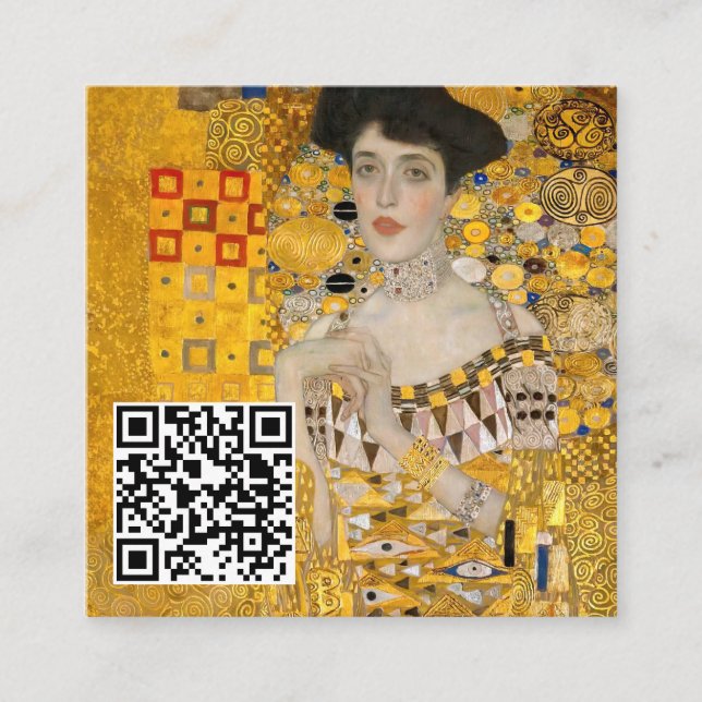 Klimt - Portrait of Adele Bloch-Bauer I - QR Code Square Business Card (Front)