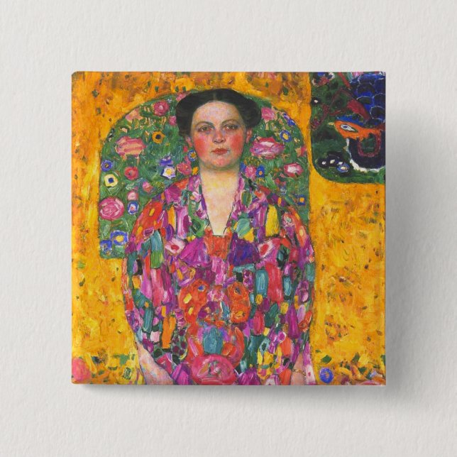 Klimt Portrait of Eugenia Primavesi 2 Inch Square Button (Front)