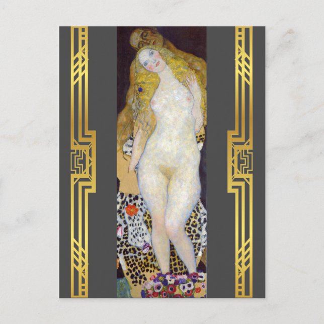 Klimt Restored Adam and Eve Biblical Painting Postcard (Front)