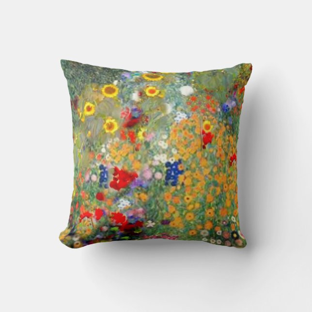Klimt Style Flower Garden Pillow by Sharles (Front)