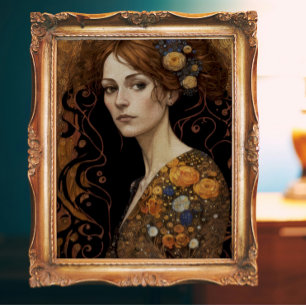 Klimt Style Woman with Flowers Decoupage Tissue Paper