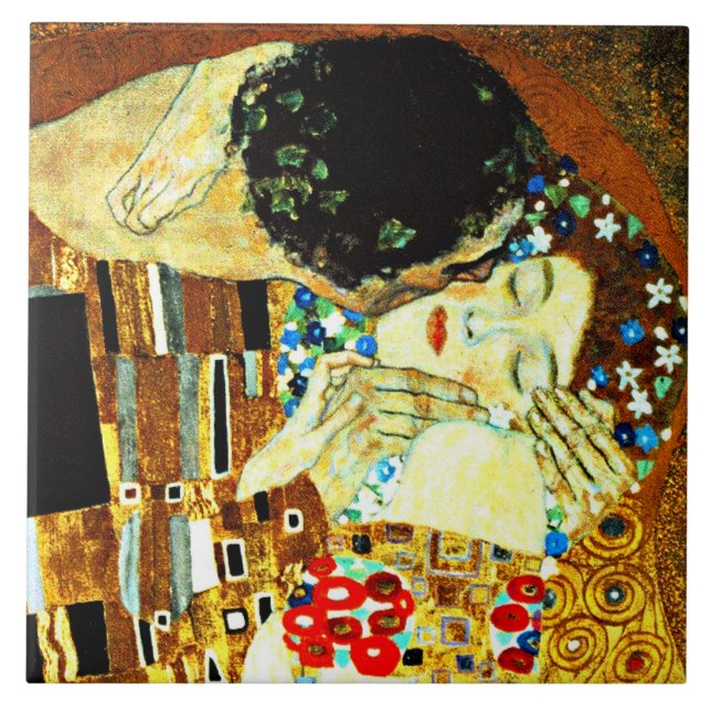 Klimt: The Kiss, famous painting, Tile (Front)