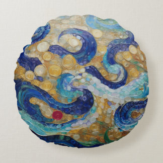 Klimt Water Serpents Round Pillow