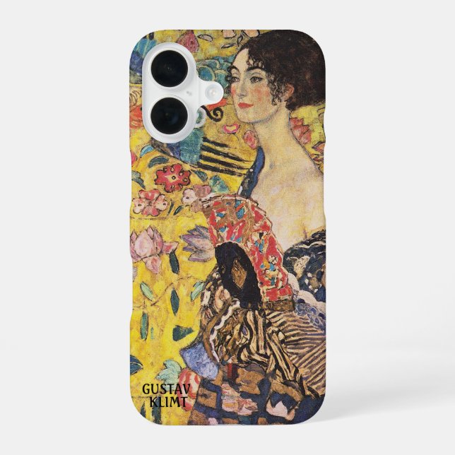 Klimt – Woman with a Fan – Personalized iPhone 16 Case (Back)