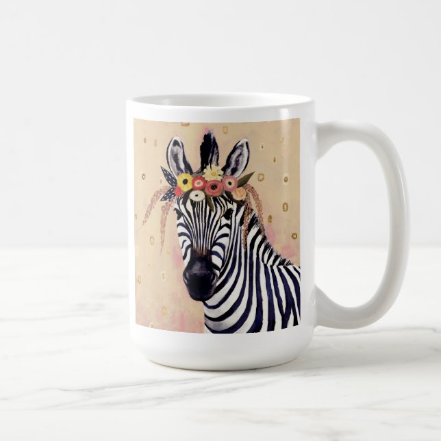 Klimt Zebra | Adorned In Flowers Coffee Mug (Right)