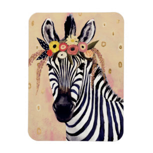 Klimt Zebra Adorned In Flowers Magnet